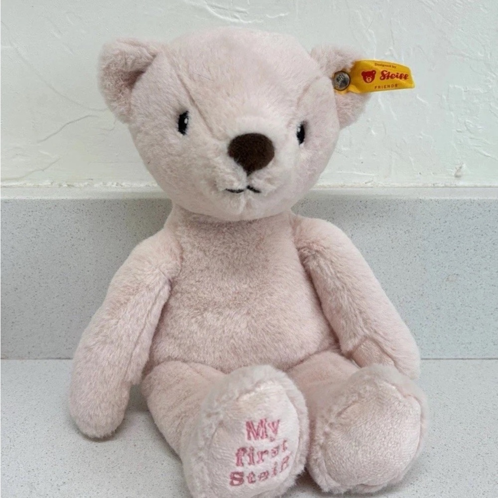 STEIFF My First Steiff Teddy Bear Pink 10” embroidered baby gift collectible - Picture 2 of 6